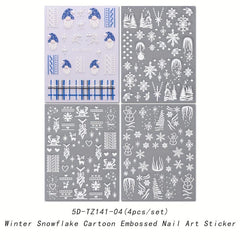Christmas Nail Stickers Decals Snowflake Winter Xmas Nail Art Supplies