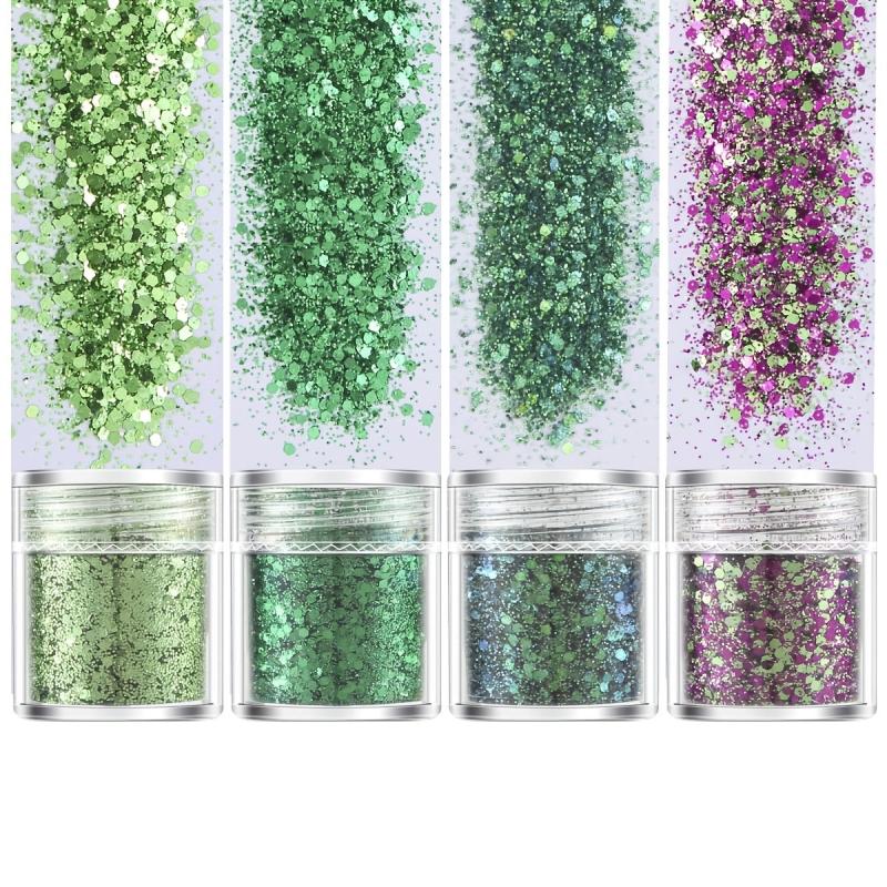Y2K Holographic Glitter Flakes for Face Body Nail Art - 4 Boxes