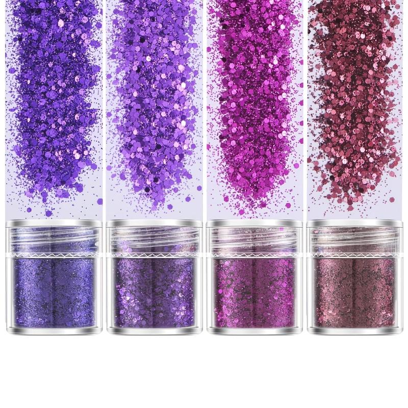 Y2K Holographic Glitter Flakes for Face Body Nail Art - 4 Boxes