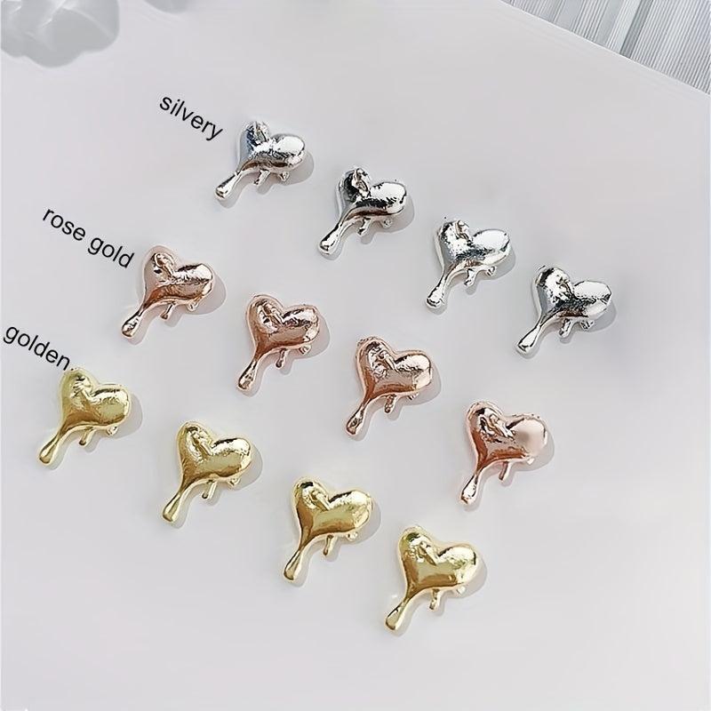 10pcs 3D Heart Nail Charms Love Jewelry for DIY Nail Art