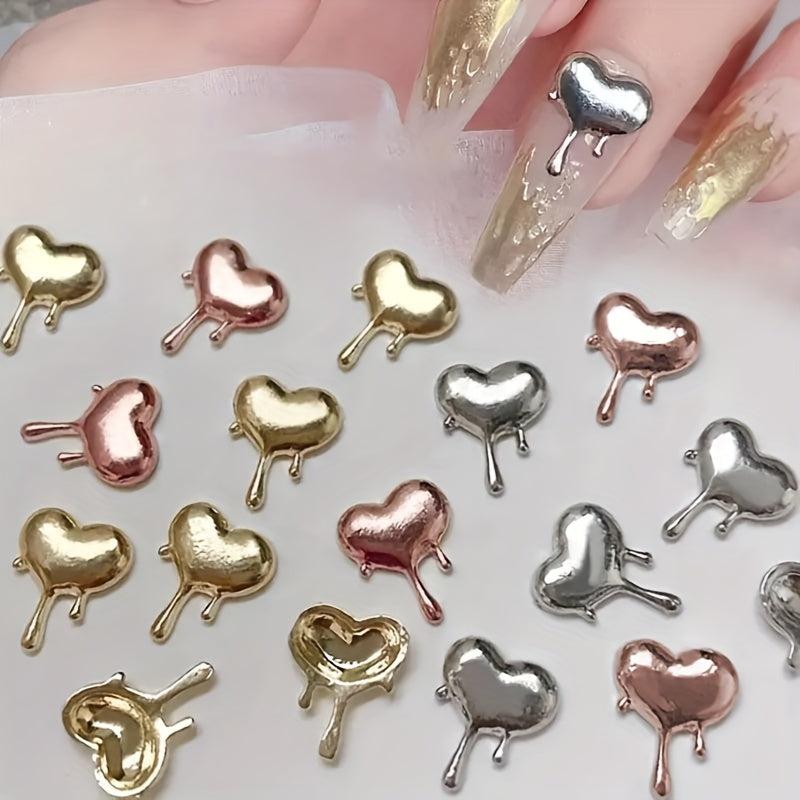 10pcs 3D Heart Nail Charms Love Jewelry for DIY Nail Art
