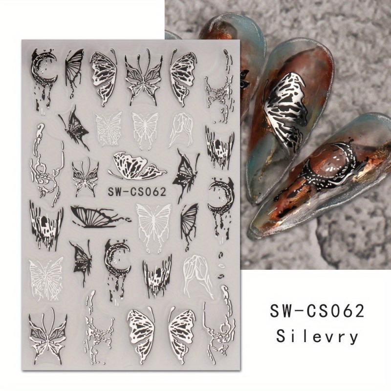 5D Holographic Butterfly Nail Stickers - Golden & Silvery Foil Decals