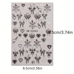 5D Holographic Butterfly Nail Stickers - Golden & Silvery Foil Decals