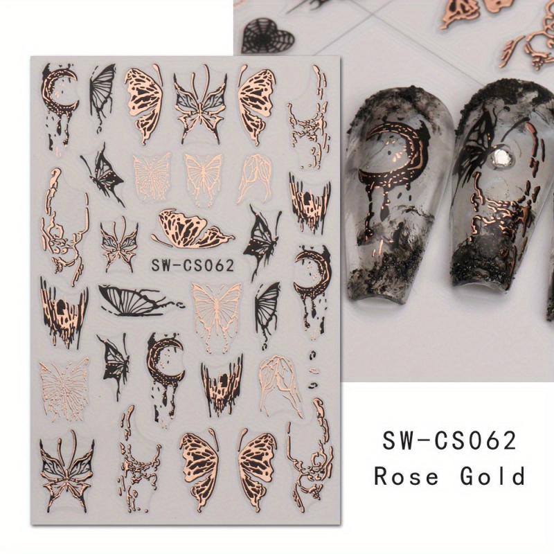 5D Holographic Butterfly Nail Stickers - Golden & Silvery Foil Decals