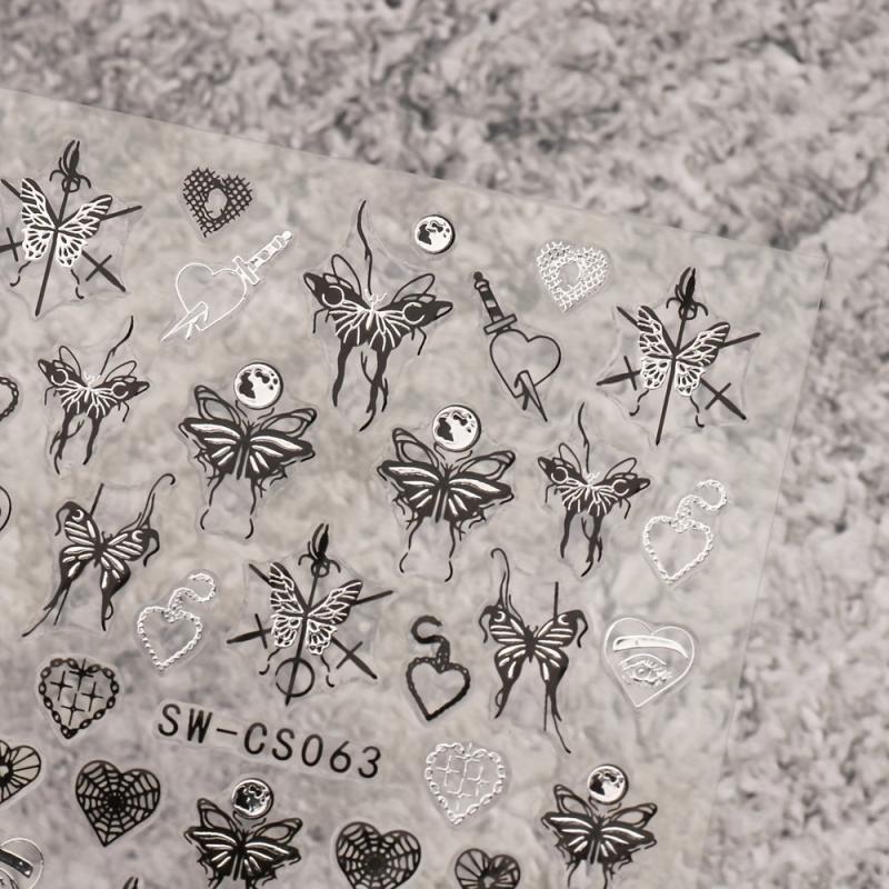5D Holographic Butterfly Nail Stickers - Golden & Silvery Foil Decals
