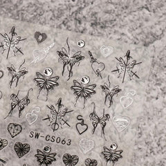 5D Holographic Butterfly Nail Stickers - Golden & Silvery Foil Decals