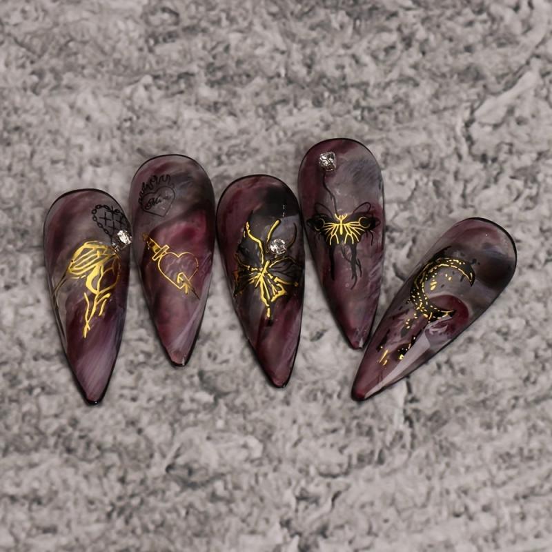 5D Holographic Butterfly Nail Stickers - Golden & Silvery Foil Decals