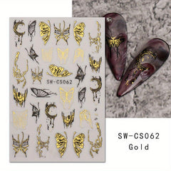 5D Holographic Butterfly Nail Stickers - Golden & Silvery Foil Decals