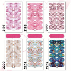 Marble Texture Nail Art Sticker Wraps Full Cover Nail Stickers with Nail File