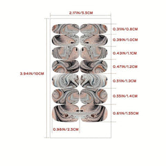 Marble Texture Nail Art Sticker Wraps Full Cover Nail Stickers with Nail File