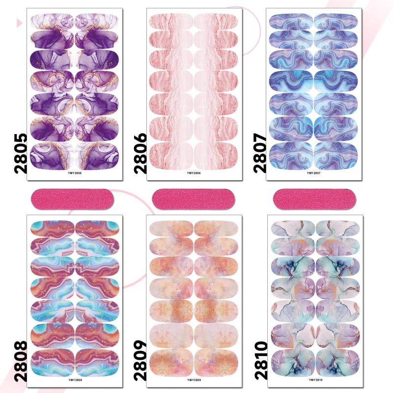 Marble Texture Nail Art Sticker Wraps Full Cover Nail Stickers with Nail File