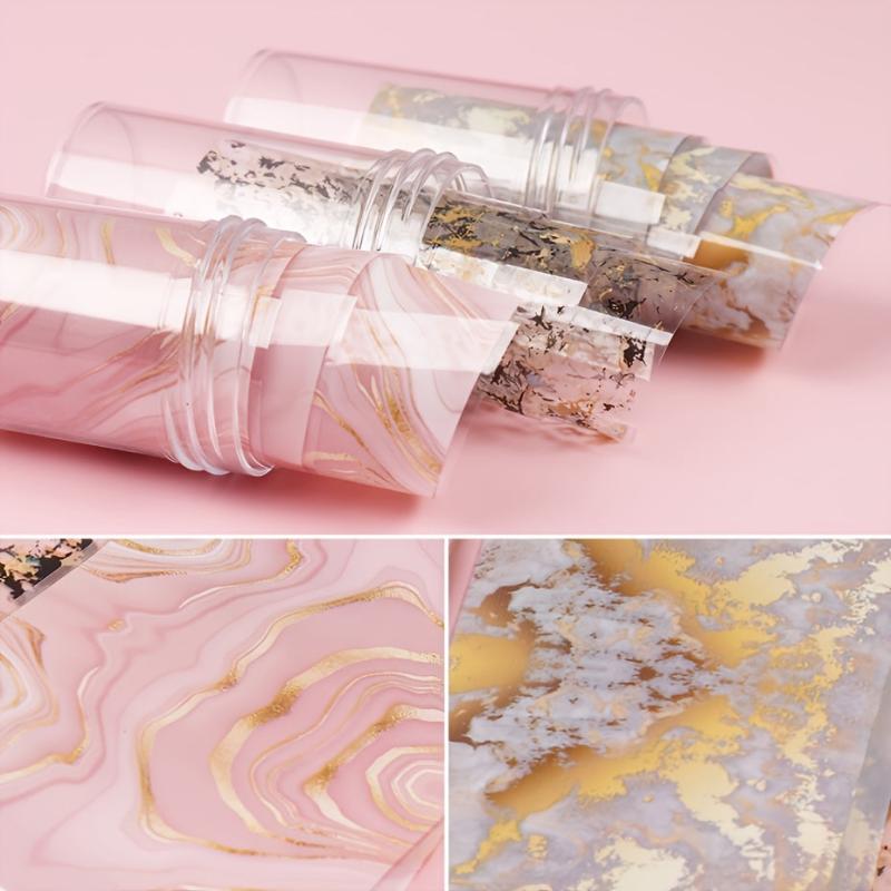 Pink Marble Nail Art Stickers & Foil Decorations for Manicures