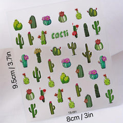 5D Summer Cactus Nail Art Stickers Self Adhesive Nail Decoration
