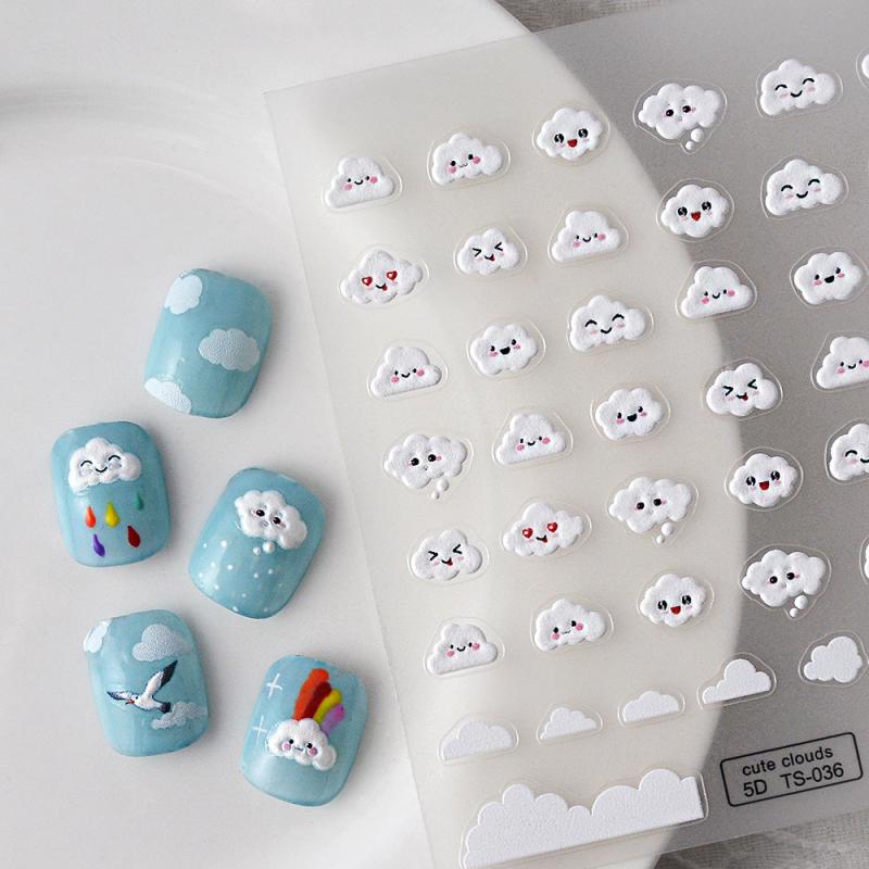 5D Cloud Cartoon Sticker Happy Face Nail Art Decoration