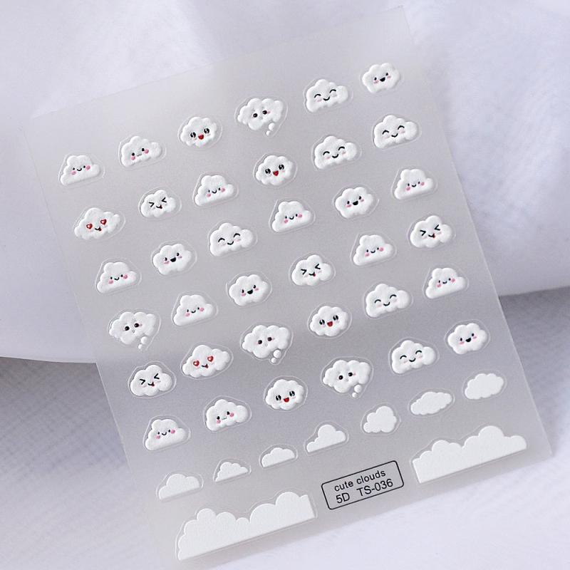 5D Cloud Cartoon Sticker Happy Face Nail Art Decoration