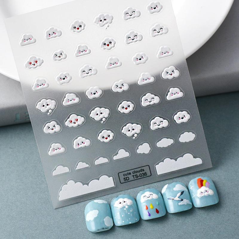 5D Cloud Cartoon Sticker Happy Face Nail Art Decoration