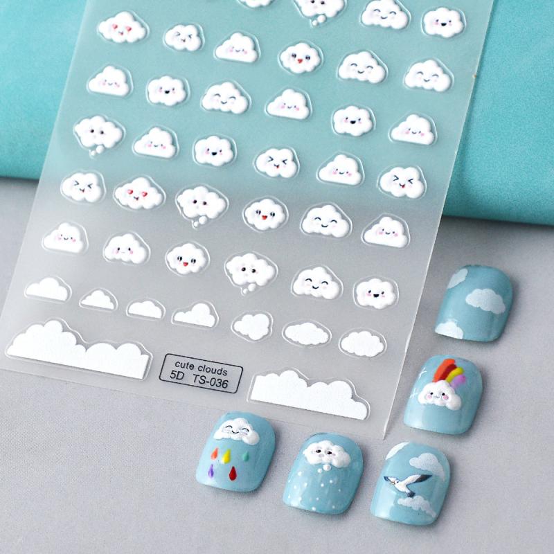 5D Cloud Cartoon Sticker Happy Face Nail Art Decoration