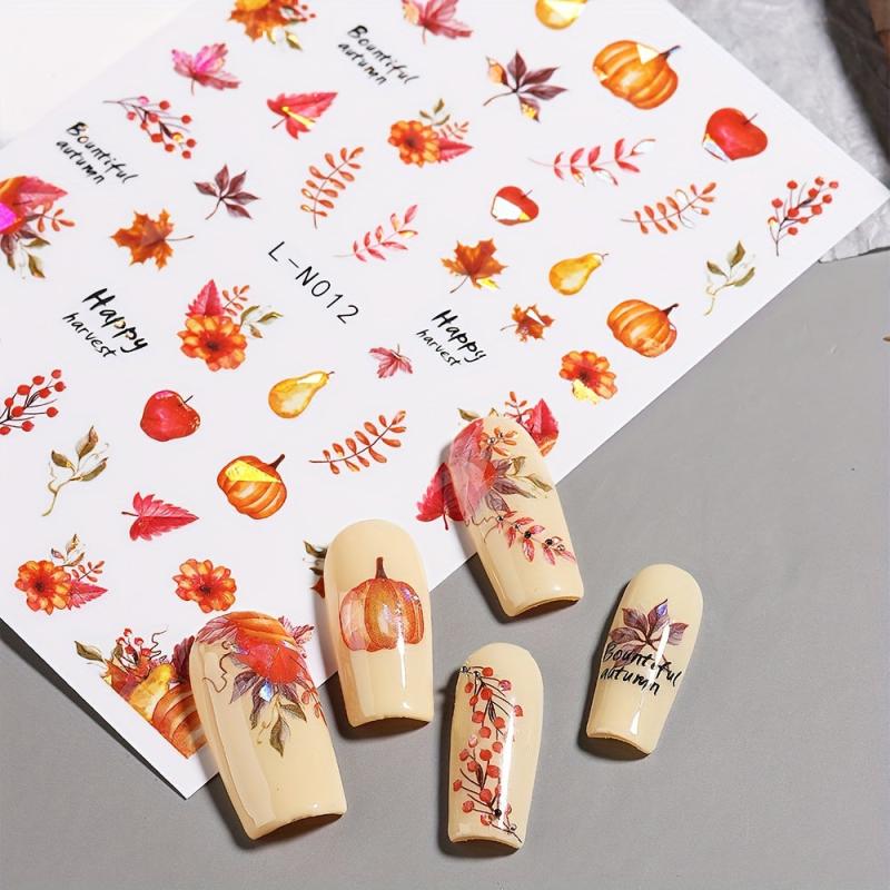 6pcs Thanksgiving Nail Art Stickers Self Adhesive DIY Nail Salons Supplies