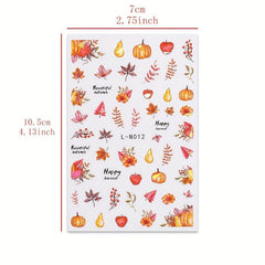 6pcs Thanksgiving Nail Art Stickers Self Adhesive DIY Nail Salons Supplies