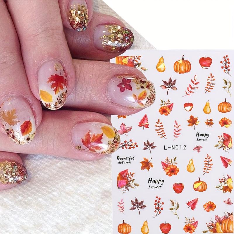 6pcs Thanksgiving Nail Art Stickers Self Adhesive DIY Nail Salons Supplies