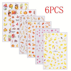 6pcs Thanksgiving Nail Art Stickers Self Adhesive DIY Nail Salons Supplies