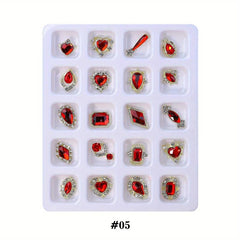Heart Nail Decoration Mixed Charms Rhinestones Glass Gems Stones DIY
