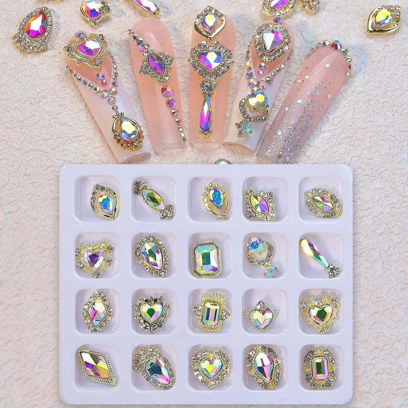 Heart Nail Decoration Mixed Charms Rhinestones Glass Gems Stones DIY
