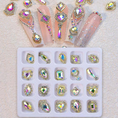 Heart Nail Decoration Mixed Charms Rhinestones Glass Gems Stones DIY
