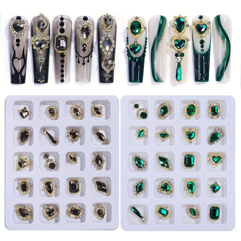 Heart Nail Decoration Mixed Charms Rhinestones Glass Gems Stones DIY