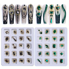 Heart Nail Decoration Mixed Charms Rhinestones Glass Gems Stones DIY