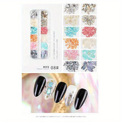 12 Grids Abalone Seashell Slices Nail Art Decorations