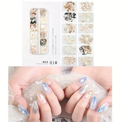 12 Grids Abalone Seashell Slices Nail Art Decorations