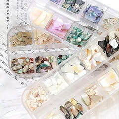 12 Grids Abalone Seashell Slices Nail Art Decorations