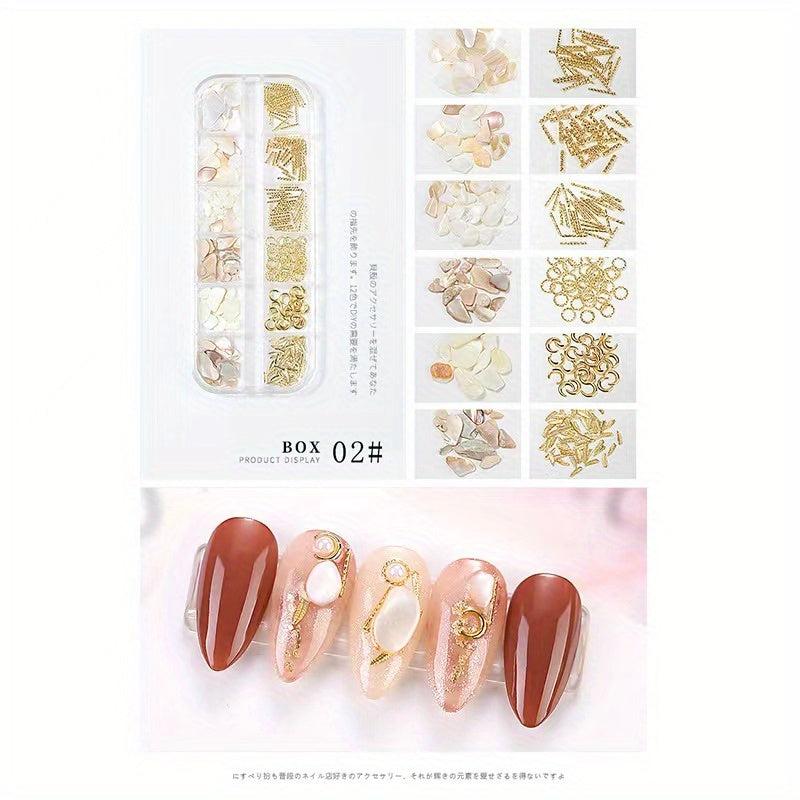 12 Grids Abalone Seashell Slices Nail Art Decorations