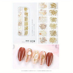 12 Grids Abalone Seashell Slices Nail Art Decorations