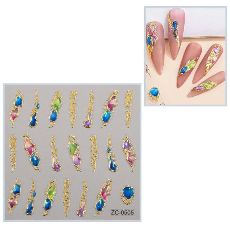 3D Embossed Nail Stickers Self Adhesive Cartoon Decals DIY Nail Art Supplies