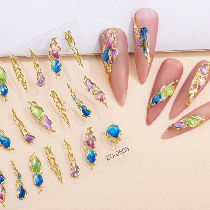 3D Embossed Nail Stickers Self Adhesive Cartoon Decals DIY Nail Art Supplies