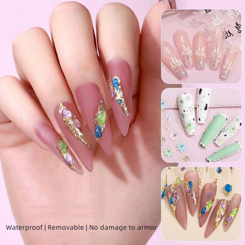 3D Embossed Nail Stickers Self Adhesive Cartoon Decals DIY Nail Art Supplies