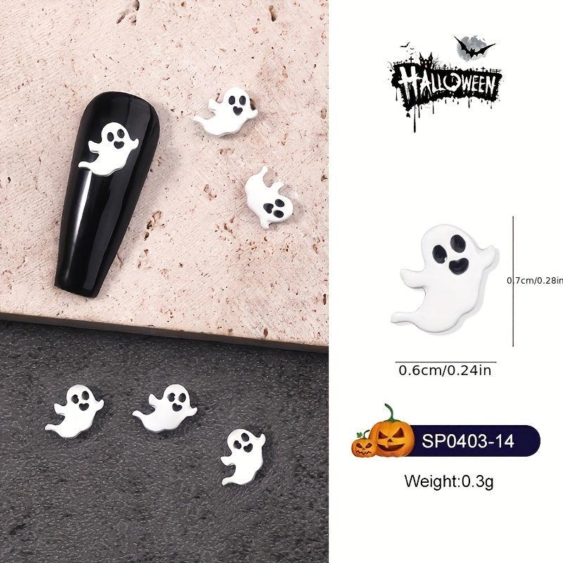10pcs Halloween Ghost Nail Art Charms 3D Spooky Ghost Nail Art Accessories