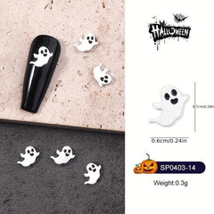 10pcs Halloween Ghost Nail Art Charms 3D Spooky Ghost Nail Art Accessories