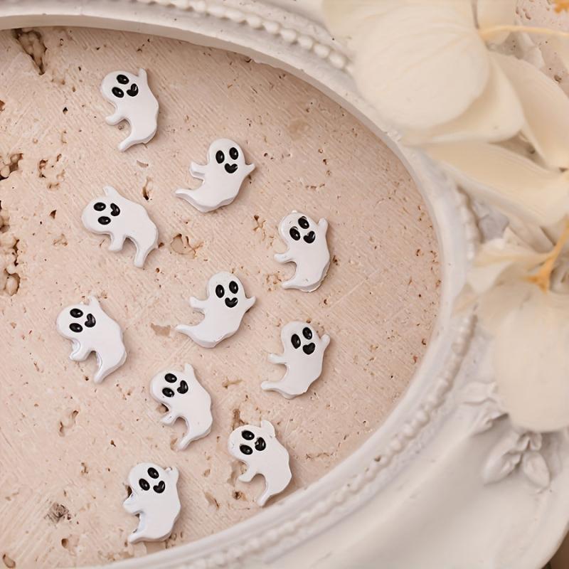 10pcs Halloween Ghost Nail Art Charms 3D Spooky Ghost Nail Art Accessories