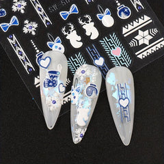 5D Christmas Nail Stickers Santa Elk Snowflake Nail Art Decals