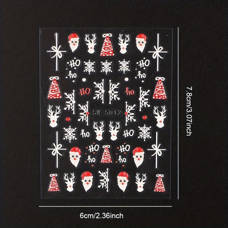 5D Christmas Nail Stickers Santa Elk Snowflake Nail Art Decals