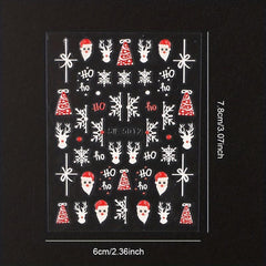 5D Christmas Nail Stickers Santa Elk Snowflake Nail Art Decals