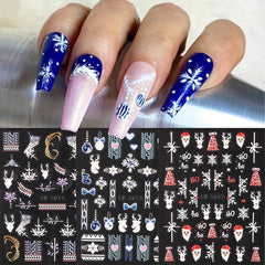 5D Christmas Nail Stickers Santa Elk Snowflake Nail Art Decals