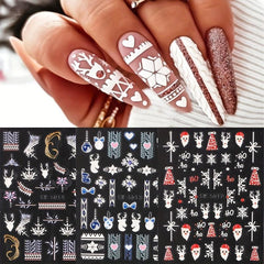 5D Christmas Nail Stickers Santa Elk Snowflake Nail Art Decals