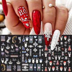 5D Christmas Nail Stickers Santa Elk Snowflake Nail Art Decals