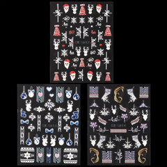 5D Christmas Nail Stickers Santa Elk Snowflake Nail Art Decals