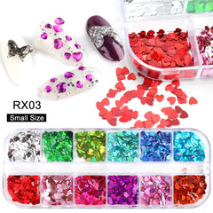 Heart Nail Glitter Flakes - Holographic Love Pattern Nail Paillettes