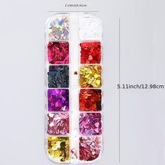 Heart Nail Glitter Flakes - Holographic Love Pattern Nail Paillettes